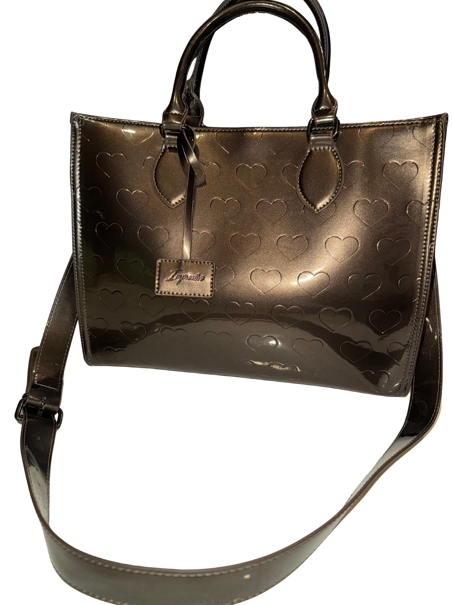 Heart Tote- Metallic Taupe