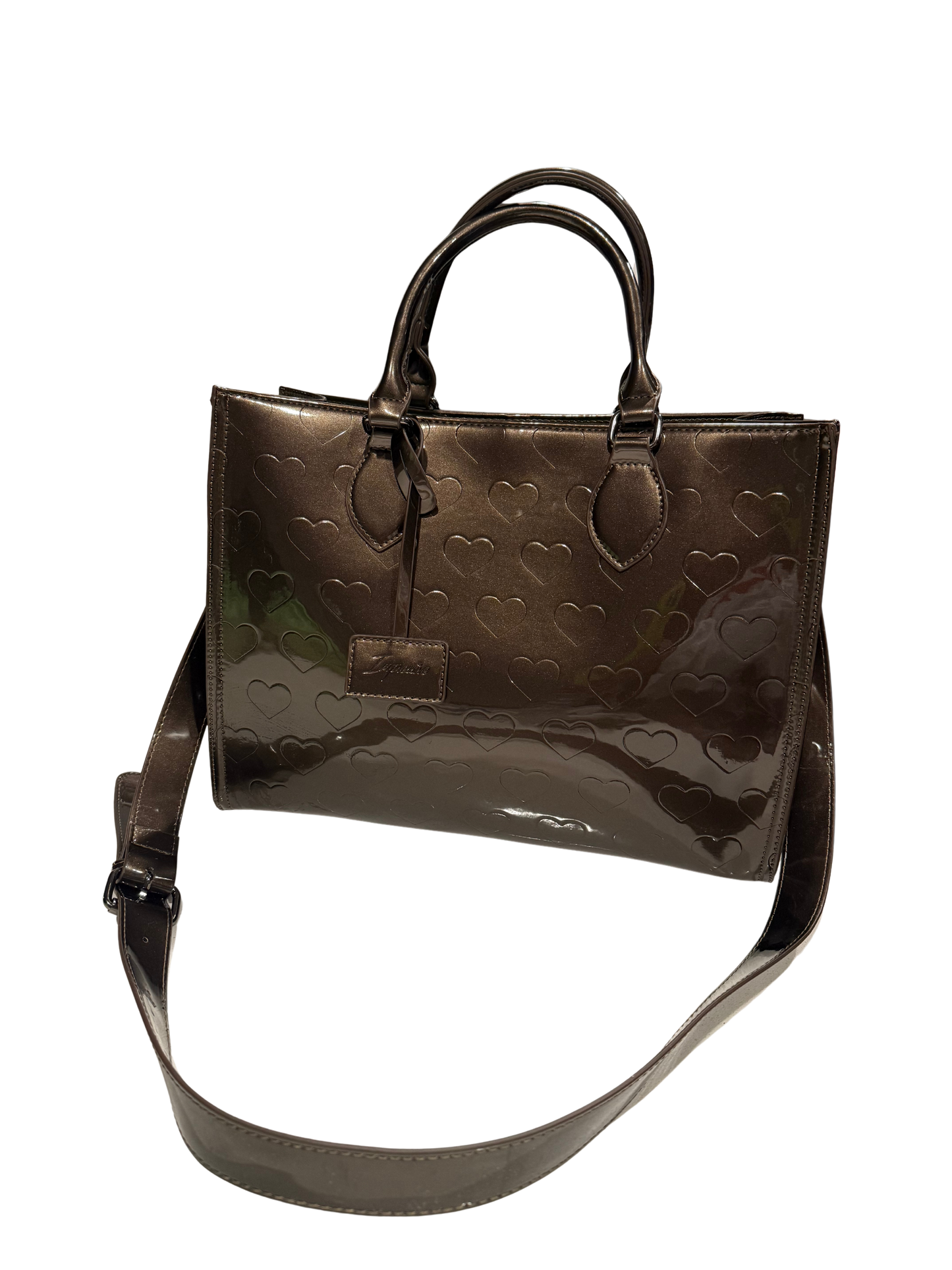 Heart Tote- Metallic Taupe
