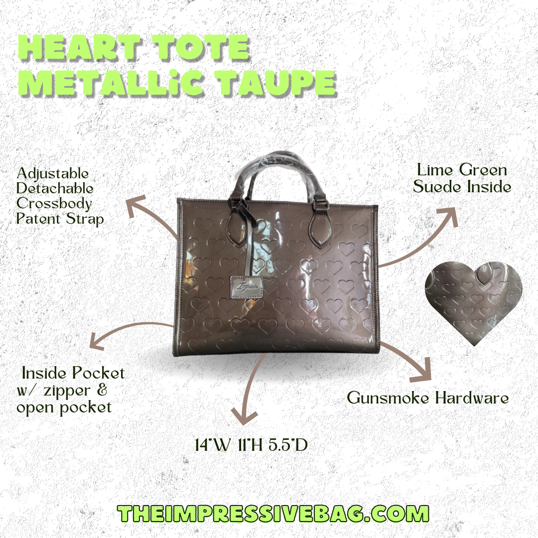 Heart Tote- Metallic Taupe