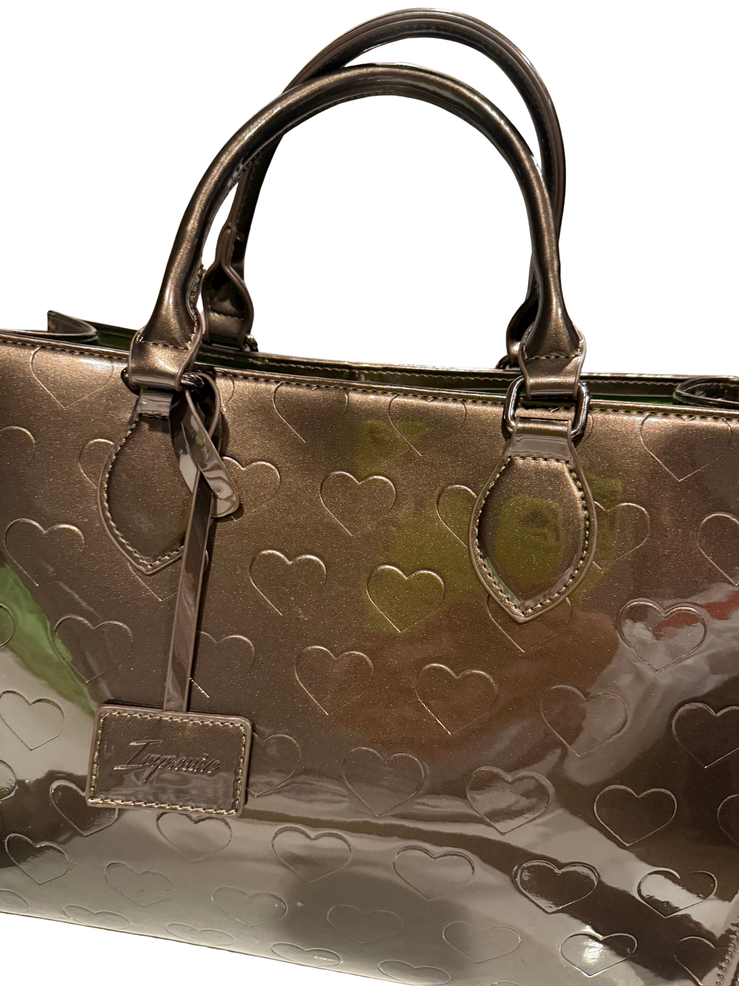 Heart Tote- Metallic Taupe