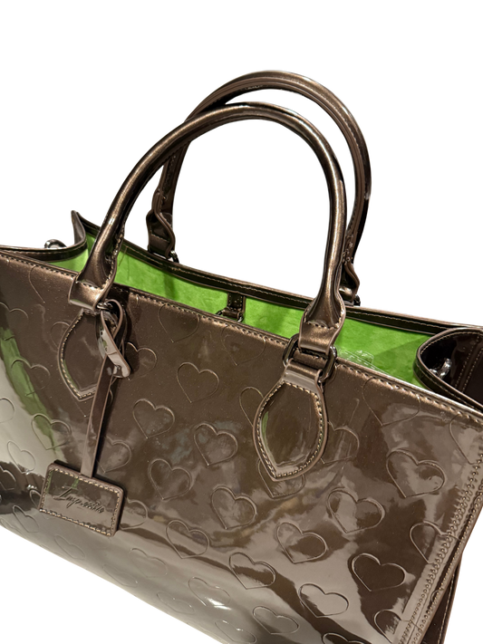 Heart Tote- Metallic Taupe