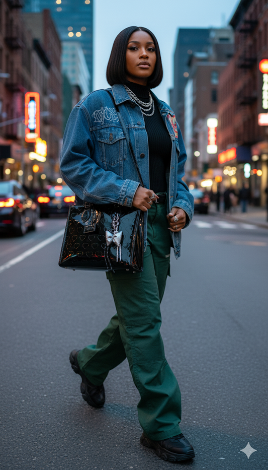 Heart Tote- Patent Black