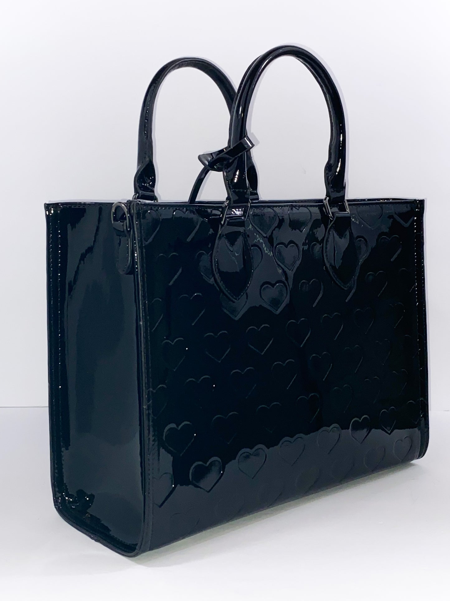Heart Tote- Patent Black
