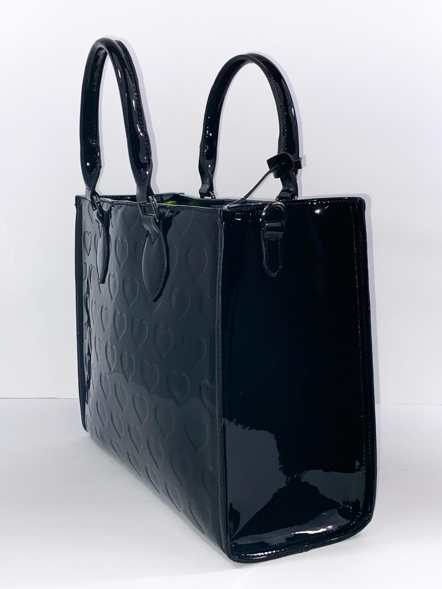 Heart Tote- Patent Black