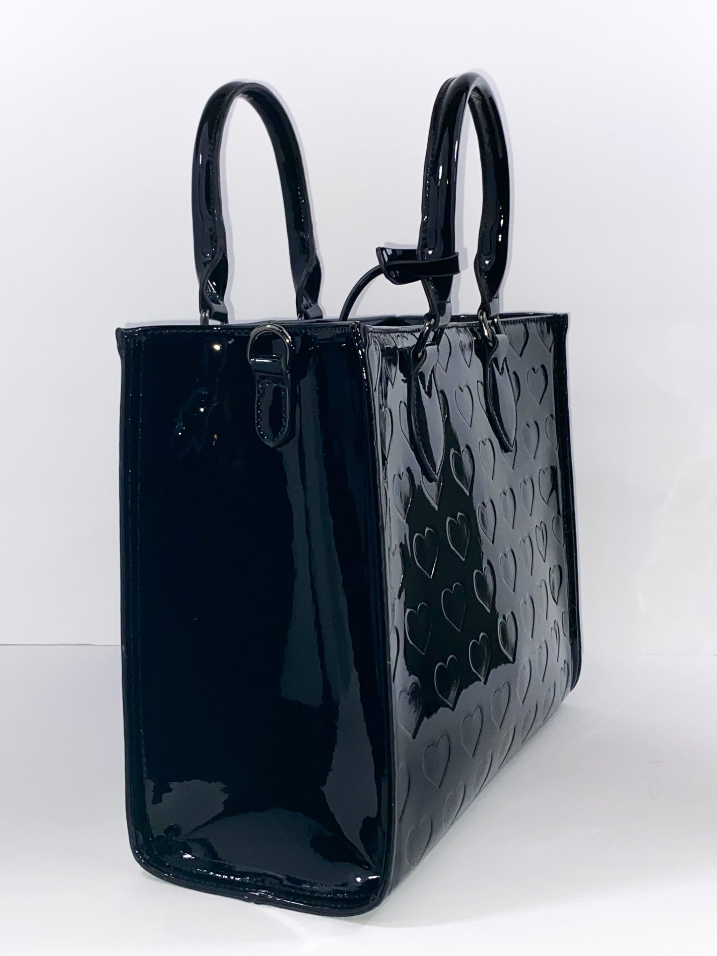 Heart Tote- Patent Black