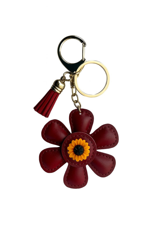 Burgundy Puff Flower Charm