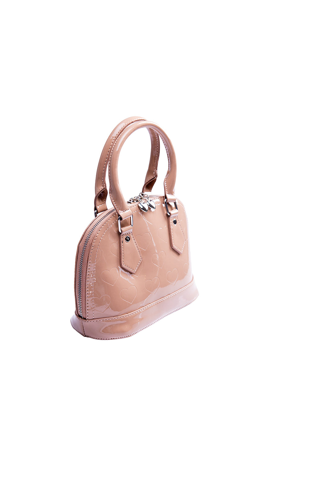 Patent Dome Top Handle Bag- Tan