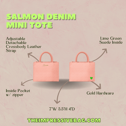 Salmon Denim Mini Tote