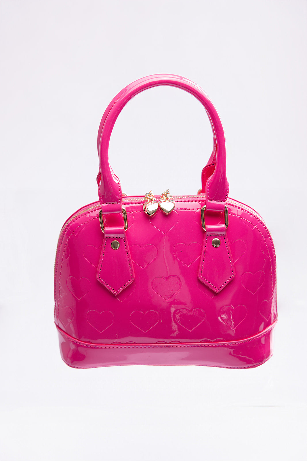 Patent Dome Top Handle Bag- Pink