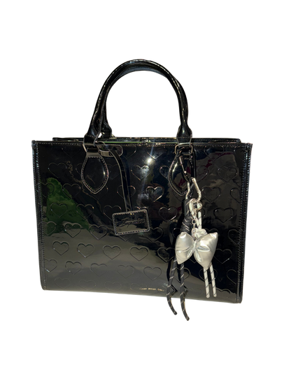 Heart Tote- Patent Black