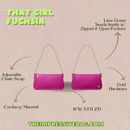 That Girl Fuchsia Corduroy Bag