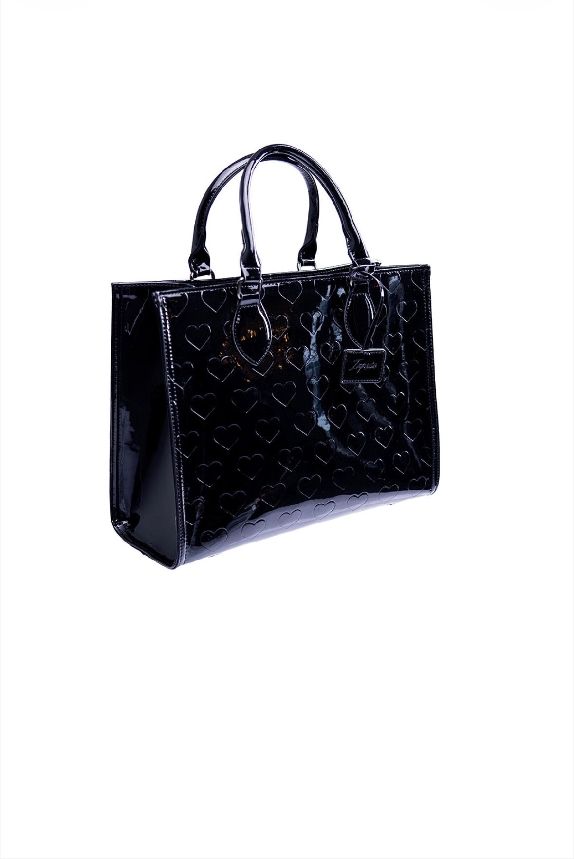 Heart Tote- Patent Black