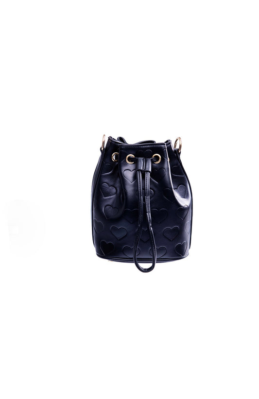 Heart Bucket Bag- Black