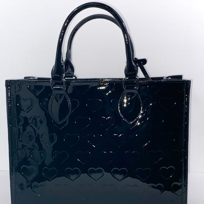 Heart Tote- Patent Black